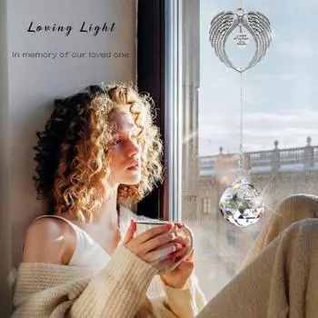 Украшение в виде крыльев ангела, искусственный кристалл, радуга, ловец солнца, кусочек моего сердца на небесах, украшение, кулон, потеря любимого человека, подарки на память о тяжелой утрате серебряный