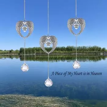 Украшение в виде крыльев ангела, искусственный кристалл, радуга, ловец солнца, украшение «Часть моего сердца на небесах», кулон, потеря