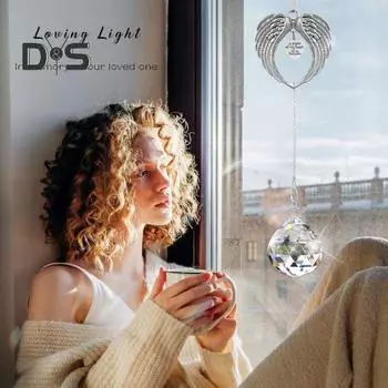 Украшение в виде крыльев ангела, искусственный кристалл, радуга, ловец солнца, кусочек моего сердца на небесах, украшение, кулон, потеря любимого человека, подарки на память о тяжелой утрате серебряный