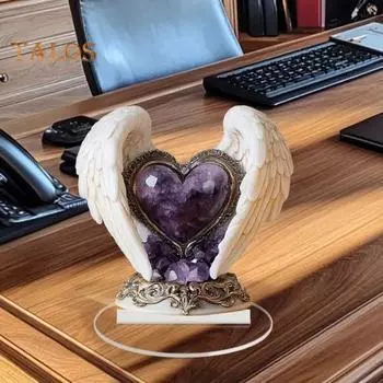 Украшение в виде крыльев ангела в виде сердца, 2D акриловое украшение в виде крылатого сердца, знак в виде сердца любви, центральный элемент для домашнего офиса, украшение стола на День святого Валентина разноцветный