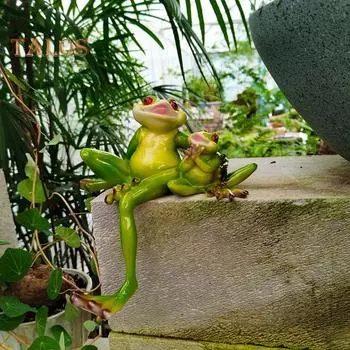 Украшение в виде лягушки, милые садовые статуи в виде лягушки для мамы и ребенка, сидящая фигурка лягушки из смолы, двор, уличный декор для патио, лужайки, настольная полка, няня Frog