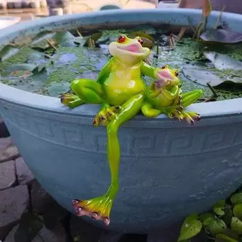 Украшение в виде лягушки, милые садовые статуи в виде лягушки для мамы и ребенка, сидящая фигурка лягушки из смолы, двор, уличный декор для патио, лужайки, настольная полка, няня
