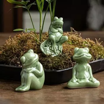 Украшение в виде лягушки, универсальная скульптура лягушки, чайное домашнее животное, креативная статуя лягушки для дома, украшение для аквариума, бонсай B