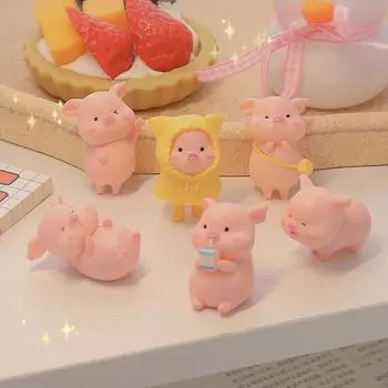 Украшение в виде маленькой свиньи Украшение стола Аксессуары для офисной комнаты Подарки ко дню школы Set of 6