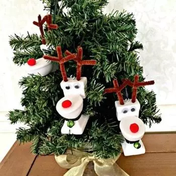 Украшение в виде оленя для унитаза Украшение в виде оленя для рождественской елки для ванной комнаты Статуя оленя для унитаза Подарок-кляп