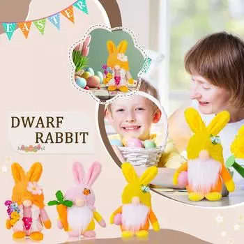 Украшение в виде пасхального кролика, украшение в виде фигурки пасхального кролика Рудольфа, украшение в виде плюшевого гнома Рудольфа One Size оранжевый