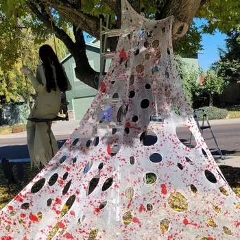 Украшение в виде паутины на Хэллоуин Гигантская эластичная паутина Декор из кровавой марли Имитация паутины Украшение дома с привидениями 100x200cm