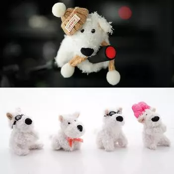 Украшение в виде плюшевого щенка, украшение на сцепление, переключатель указателя поворота автомобиля, милый бант, собака, кукла, аксессуары для интерьера