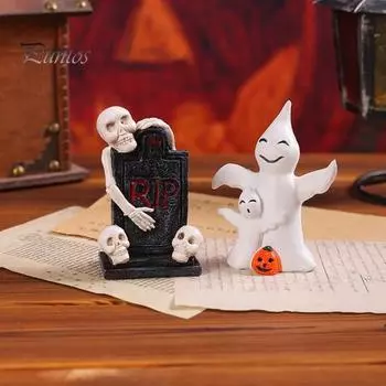 Украшение в виде призрака на Хэллоуин, смоляная тыква, скелет, надгробный камень, жуткая настольная фигурка для декора вечеринки на Хэллоуин B