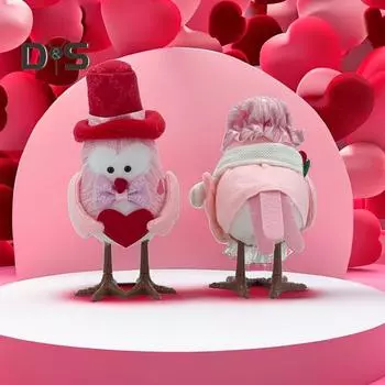 Украшение в виде птицы на День святого Валентина, плюшевая пара кукол-птиц, центральный элемент стола, украшение в виде куклы-птицы, романтический подарок для жены и подруги A