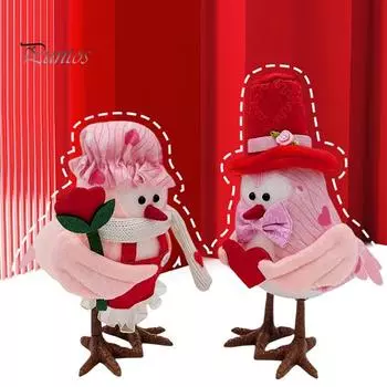 Украшение в виде птицы на День святого Валентина, плюшевая пара кукол-птиц, центральный элемент стола, украшение в виде куклы-птицы, романтический подарок для жены и подруги A