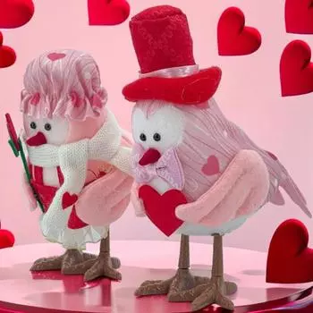 Украшение в виде птицы на День святого Валентина, плюшевая пара кукол-птиц, центральный элемент стола, декоративная птица A