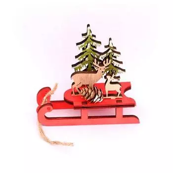 Украшение в виде саней с оленями, тележка с оленями, подарок, ремесло, снеговик, Санта-Клаус, вечеринка, домашний декор, деревянный One Size