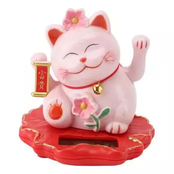 Украшение в виде счастливого кота, машущего рукой, ABS, работающего на солнечной энергии, индукционная лампа, приветствующая богатство, украшение для кошки