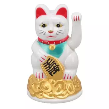 Украшение в виде счастливого кота, машущий рукой, пластиковая электрическая скульптура кота для украшения дома, подарка, 4,5 дюйма белый