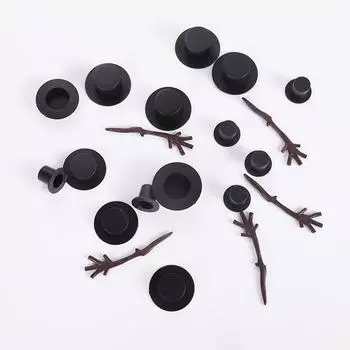 Украшение в виде шапки снеговика на Рождество - черный пластиковый цилиндр фокусника клоуна игрушка кукла аксессуар своими руками 2.3x1.6cm small cap