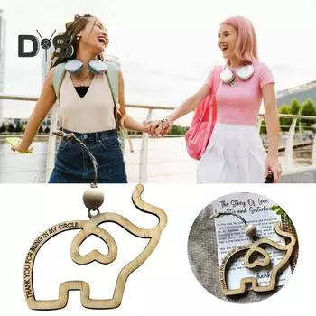 Украшение в виде слона дружбы, деревянное подвесное украшение в виде слона с картой-рассказом, подвеска в виде слона, подарок сестринству дружбы для женщин, лучшее племя 1pc