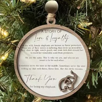 Украшение в виде слона дружбы, ручная работа, подвеска в виде слона из дерева, круглая подвеска, подарок на день рождения для лучших сестер и подруг 1pc
