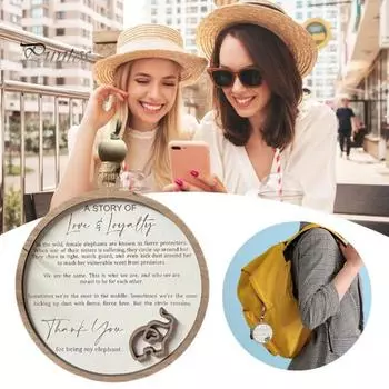 Украшение в виде слона дружбы, ручная работа, подвеска в виде слона из дерева, круглая подвеска, подарок на день рождения для лучших сестер и подруг 1pc