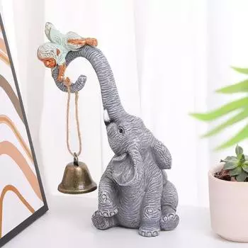 Украшение в виде слона, миниатюрная статуэтка из смолы для домашнего офиса, садового декора, сидящая фигурка слона, подарок для любителей слонов B