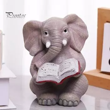 Украшение в виде слона, миниатюрная статуэтка из смолы для домашнего офиса, садового декора, сидящая фигурка слона, подарок для любителей слонов B