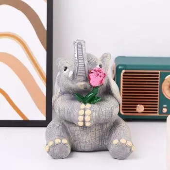 Украшение в виде слона, смоляная мини-статуя слона, домашний офис, садовый декор, сидящий слон B