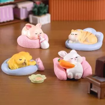 Украшение в виде спящего животного, мини-очаровательная кошка, собака, свинья, кролик, украшение для рабочего стола для микро-пейзажей, автомобилей Little Pig