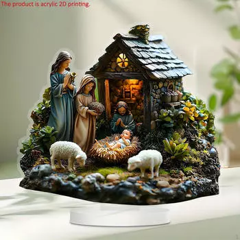 Украшение в виде вертепа с основанием 2D Craft Home Decoration Легкий центральный элемент стола