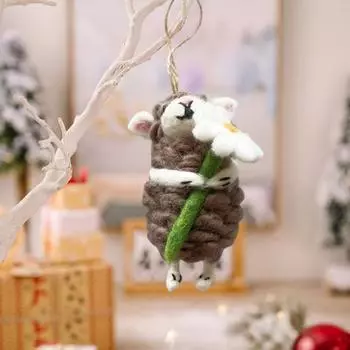 Украшение в виде войлочной овцы Yousheng, украшение ручной работы в виде овечки, пушистая кудрявая овца, подвесное украшение для рождественской елки, сумка, брелок D