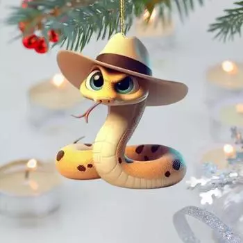 Украшение в виде змеи, мультяшная змея, подвесное украшение на рождественскую елку, цветная акриловая змея, аксессуар для заднего вида автомобиля