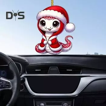 Украшение в виде змеи, мультяшная змея, подвесное украшение на рождественскую елку, красочная акриловая змея, аксессуар для заднего вида автомобиля для праздничного декора C