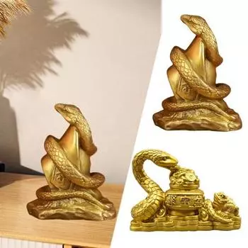 Украшение в виде змеи со знаком зодиака, статуэтка змеи из смолы, настольная статуя змеи, приносящей богатство и удачу, для китайского Нового года, домашнего офиса, декора B