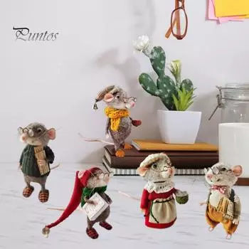 Украшение войлочная мышь, сделанное вручную, милые фигурки мышей из фетра, пушистая кукла-мышь в свитере для рождественского декора стола B