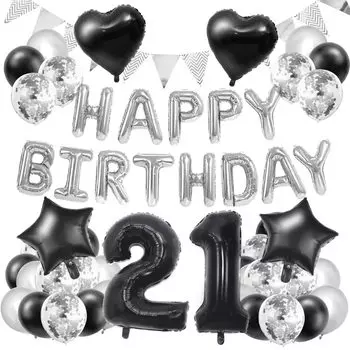 Украшение воздушными шарами на 21-й день рождения, 80 см, комбинированные воздушные шары с цифрами, гирлянда, воздушные шары с цифрами, конфетти, в комплекте, для мальчиков, мужчин, девочек, женщин, сюрприз для вечеринки