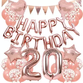Украшение воздушными шарами на день рождения Lausatek, набор воздушных шаров на 20 лет, гирлянда на день рождения, воздушные шары с цифрами и конфетти, сюрприз для вечеринки для девочек