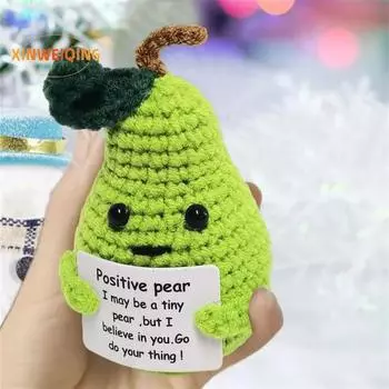 Украшение вязаной игрушки из фруктовой шерсти, очаровательный внешний вид, яркий цвет, воодушевляющая эмоциональная поддержка, забавная мини-кукла, связанная крючком зелёный