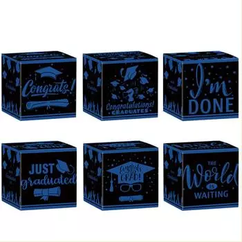 Украшение выпускного вечера, коробка конфет, набор из 6 предметов для украшения выпускного вечера One Size синий
