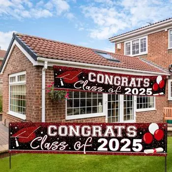 Украшение выпускного вечера Уличное украшение Атмосфера Баннер Подвесная ткань One Size красный