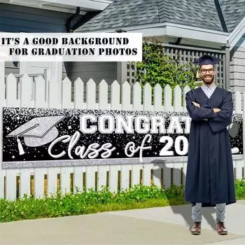 Украшение выпускного вечера Уличное украшение Атмосфера Баннер Подвесная ткань One Size чёрный