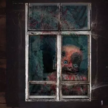 Украшение занавеса на Хэллоуин, кровавое оконное покрытие, страшный силуэт окна на Хэллоуин, плакат для украшения стены, двери, вечеринки в помещении и на открытом воздухе C