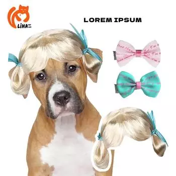 Украшения-бантики для собак: Милая заколка для волос в тон с шариком светло-золотистого цвета и цветочным узором Double Bun Wig