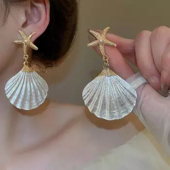 Украшения Богемское ожерелье из ракушек Морская серия Морская звезда Пляж Серьги для девочек Подарок для пары Necklace-White
