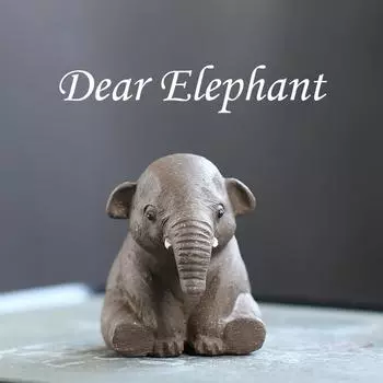 Украшения чайного стола, полностью сделанные из чая со слонами ручной работы, игра с чайными сервизами кунг-фу, чайная церемония, окружающие чайные домашние животные из необработанной минеральной фиолетовой глины One Size серый