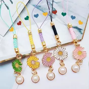 Украшения Чехол для телефона Декор Сумка Подвеска Ремешки для мобильных телефонов Подвесной ключ в виде цветка ромашки фиолетовый