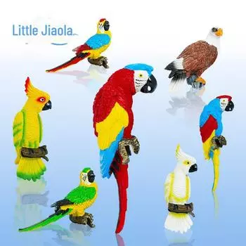 Украшения для аквариума из смолы в виде птиц и рыбок - попугай, скворец, орел, настольный декор 1# Parrot зелёный