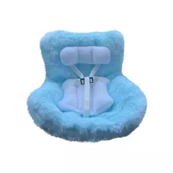 Украшения для автомобиля, автокресло для кукол, пушистая подушка, есть зажимы для сиденья на машине, в комплекте ножка сиденья для настольного дисплея One Size синий