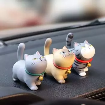 Украшения для автомобиля Креативный мультфильм Счастливый кот Центральная консоль автомобиля Украшения для домашних животных Украшения для кукол, столов, принадлежности для украшения чёрный