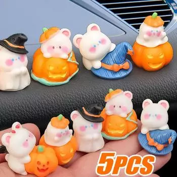 Украшения для автомобиля на Хэллоуин, центральная консоль автомобиля, зеркало заднего вида, симпатичная тыква, медведь, цилиндр, украшение в виде привидения, декоративные аксессуары для автомобиля