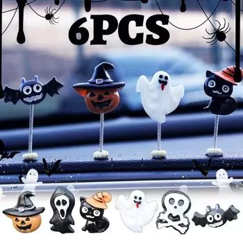 Украшения для автомобиля на Хэллоуин, центральная консоль автомобиля, мультяшный трясущийся орнамент, летучая мышь, призрак, волшебник, тыквенный фонарь, украшение