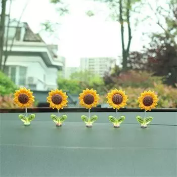 Украшения для автомобиля, НОВЫЕ 5 шт., милый дизайн в виде подсолнуха, украшение для приборной панели автомобиля, края окна, аксессуары для украшения салона автомобиля